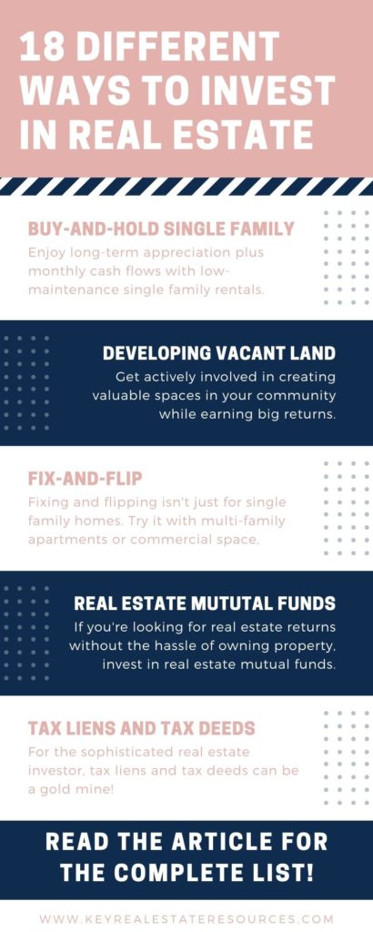 Real estate investing is a lot more versatile than you might think. Here are 18 different ways to invest in real estate (whatever your skills or budget!).