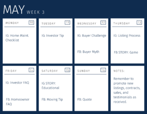 real estate agent social media content calendar